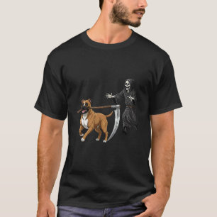 Lustiger Halloween-Boxerhund und der Sensenmann T-Shirt