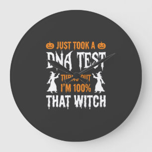 Lustiger Halloween-DNA-Test Hexe Grafik Große Wanduhr