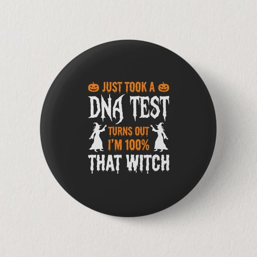Lustiger Halloween-DNA-Test-Hexen-Grafik Button (Vorderseite)