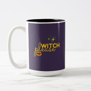 Lustiger Halloween-Entwurf 'Hexe bitte' Zweifarbige Tasse