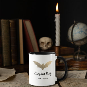 Lustiger Halloween-Fledermaus-Wortspiel Batty Tasse