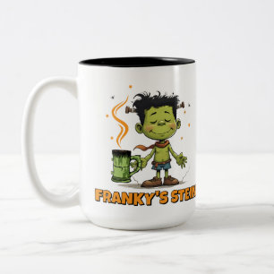 Lustiger Halloween-Franky-Stein-Monster-Kaffeebech Zweifarbige Tasse