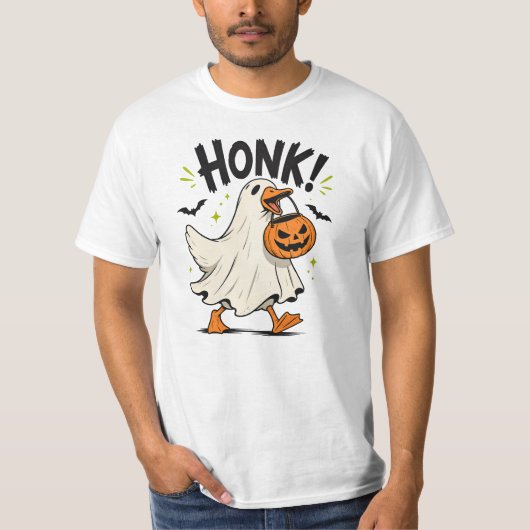 Lustiger Halloween-Gans-Geist T-Shirt (Vorderseite)