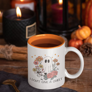 Lustiger Halloween-Geist & Blumen-Kaffeebecher Zweifarbige Tasse