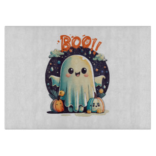Lustiger Halloween-Geist Boo in der Galaxie Schneidebrett