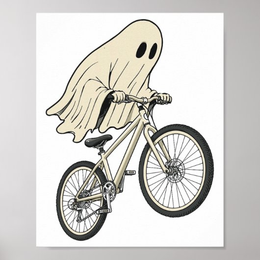Lustiger Halloween-Geist fährt Fahrrad Mountainbik Poster (Vorne)
