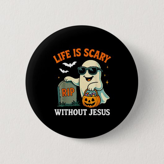 Lustiger Halloween-Geist Leben ist ohne Jesus grus Button (Vorderseite)