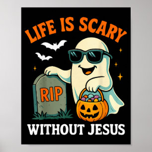 Lustiger Halloween-Geist Leben ist ohne Jesus grus Poster