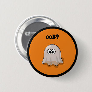 Lustiger Halloween-Geist sagt Boo rückwärts Button
