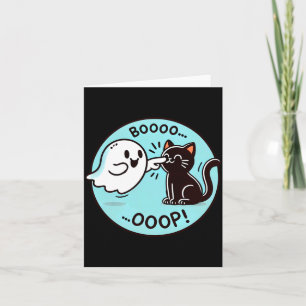 Lustiger Halloween-Geist Schwarze Katze Boop Easy Karte