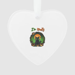 Lustiger Halloween Gruseliger Schwarzer Katze Kürb Ornament
