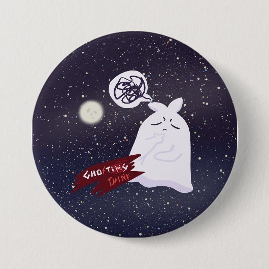Lustiger Halloween-Humor Überdenkender Geist Button (Vorderseite)