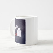 Lustiger Halloween-Humor Überdenkender Geist Kaffeetasse (Vorderseite Links)