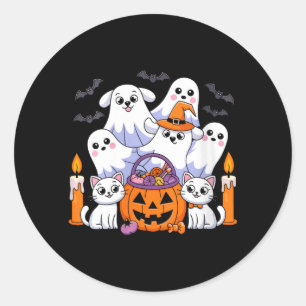Lustiger Halloween-Hund Geist Damen Halloween-Hund Runder Aufkleber