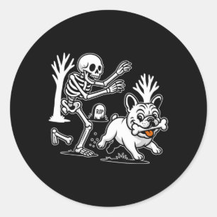 Lustiger Halloween-Hund-Skelett-Gruselige Saison Runder Aufkleber