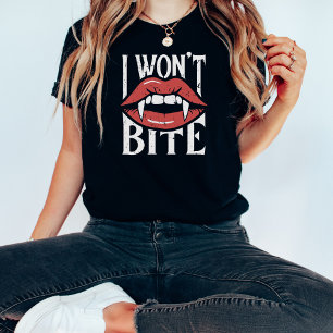 Lustiger Halloween Ich Werde Nicht Beißen Vampir T-Shirt