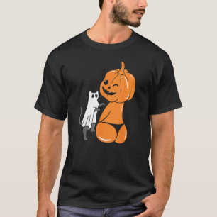 Lustiger Halloween Jack-O-Lantern-Kürbis im Bikini T-Shirt