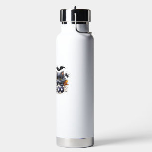 Lustiger Halloween-Katzen-Aufkleber Hexenhut, Kürb Trinkflasche