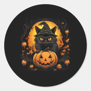 Lustiger Halloween-Katzenkostüm Kürbis-Katze Schwa Runder Aufkleber