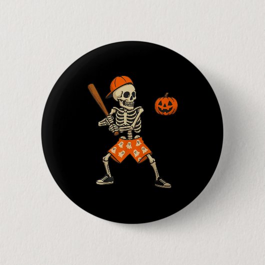 Lustiger Halloween-Kostüm Skelett Baseball-Schlagm Button (Vorderseite)
