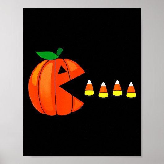 Lustiger Halloween-Kürbis isst Candy Corn Poster (Vorne)
