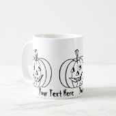 Lustiger Halloween-Kürbis mit herausgeschnittenem Kaffeetasse (Vorderseite Links)
