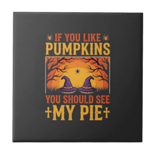 Lustiger Halloween-Kürbiskuchen-Hexen-Design_1 Fliese