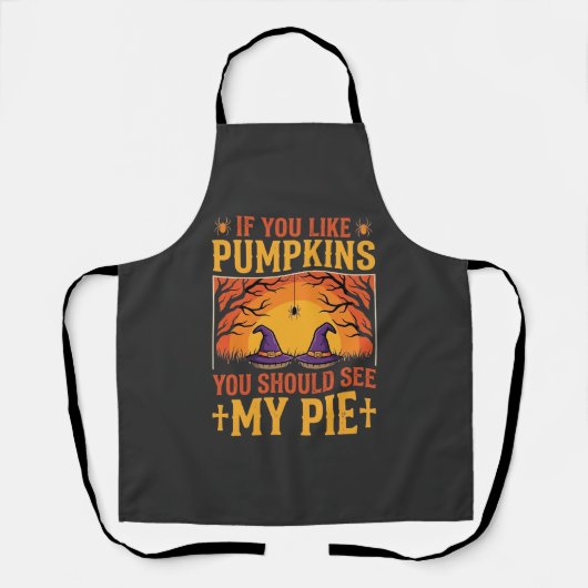 Lustiger Halloween-Kürbiskuchen-Hexen-Design_1 Schürze (Vorderseite)