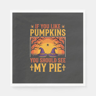 Lustiger Halloween-Kürbiskuchen-Hexen-Design_1 Serviette