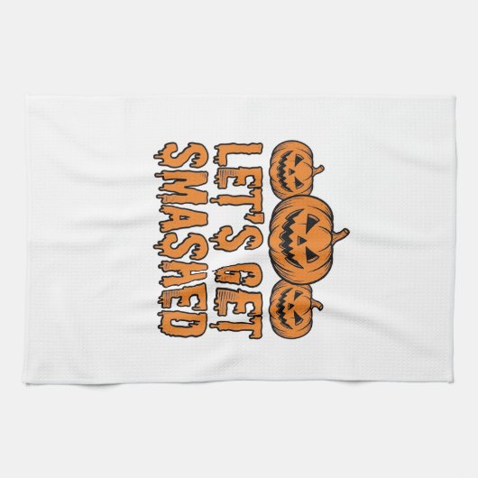 Lustiger Halloween Lasst Uns Zerschmettern Kürbis Geschirrtuch (Horizontal)