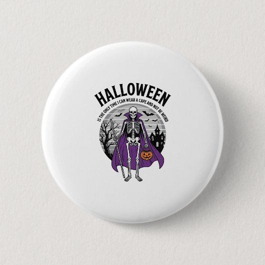 Lustiger Halloween-Mantel-Skeleton-Zitat Vintage-D Button (Vorderseite)