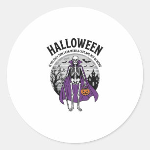 Lustiger Halloween-Mantel-Skeleton-Zitat Vintage-D Runder Aufkleber