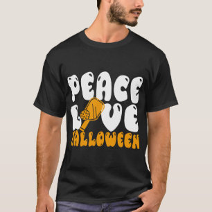 Lustiger Halloween-Pickleball-Kostüm Frieden Liebe T-Shirt