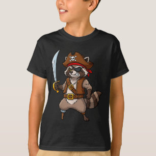 Lustiger Halloween-Pirat-Waschbärkostüm für Männer T-Shirt