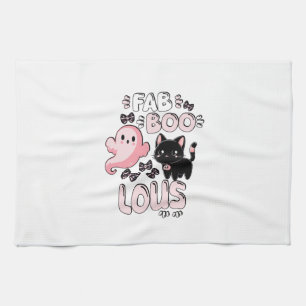 Lustiger Halloween-Rosa-Geist-Spuktastischer-Katze Geschirrtuch