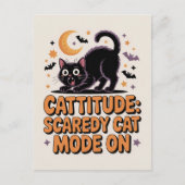 Lustiger Halloween-Schwarzer-Kater-ängstlich-Modus Postkarte (Vorderseite)