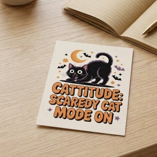 Lustiger Halloween-Schwarzer-Kater-ängstlich-Modus Postkarte