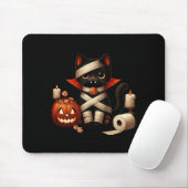 Lustiger Halloween-Schwarzer-Katze-Dracula-Kostüm- Mousepad (Mit Mouse)