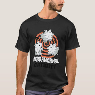 Lustiger Halloween-Schwarzer-Katze-Katzen-Geist-Pu T-Shirt