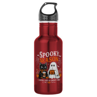 Lustiger Halloween-Schwarzer-Katze-und-Geist-Kaffe Edelstahlflasche