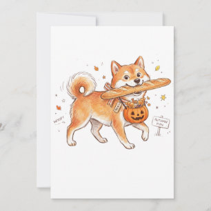 Lustiger Halloween-Shiba-Inu-Hund-Baguette-Brot-Ki Save The Date