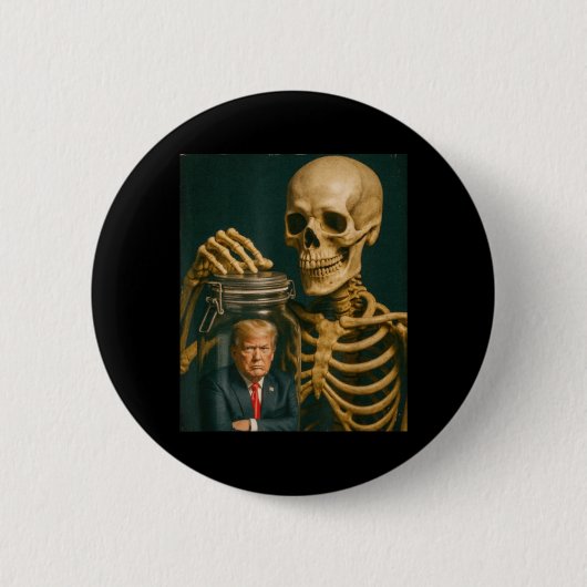 Lustiger Halloween-Skelett Button (Vorderseite)