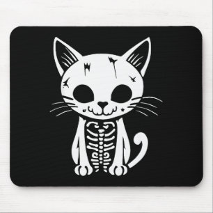 Lustiger Halloween-Skelett-Katzen-Kostüm Schädel K Mousepad