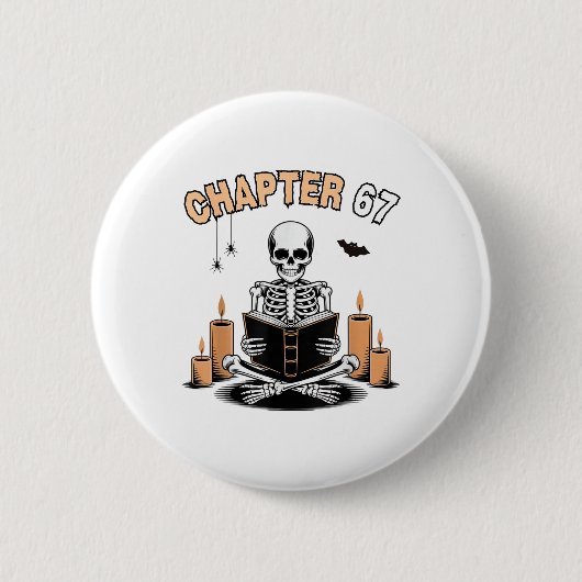Lustiger Halloween-Skelett-Lesebuch 67 Memes _2 Button (Vorderseite)