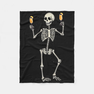 Lustiger Halloween-Skelett-Trinker Peach Bellini T Fleecedecke