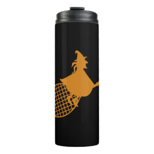 Lustiger Halloween-Tennis - Hexe beim Tennis Thermosbecher