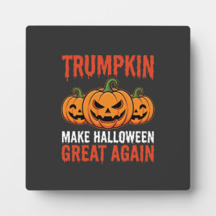 Lustiger Halloween Trumpkin-Kürbis-Parodie Fotoplatte