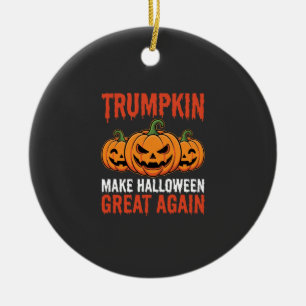 Lustiger Halloween Trumpkin-Kürbis-Parodie Keramik Ornament