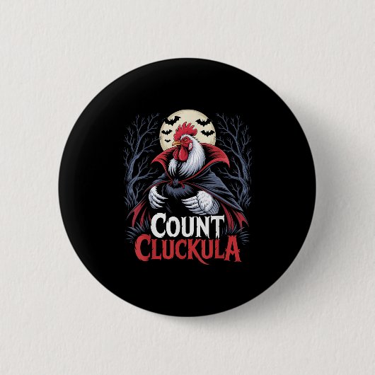 Lustiger Halloween-Vampir-Hahn Count Cluckula weit Button (Vorderseite)