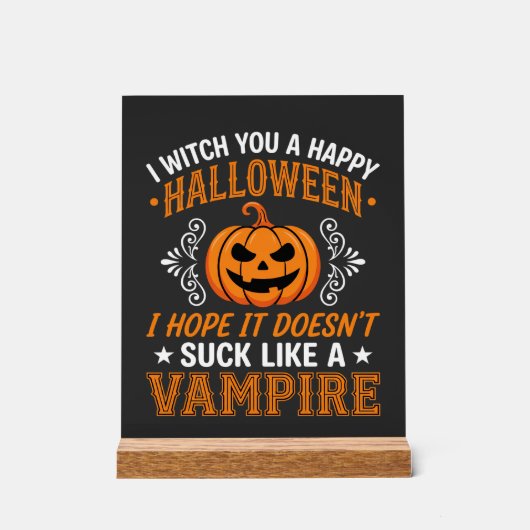 Lustiger Halloween Vampir Kürbis Acrylschild (Vorderseite)